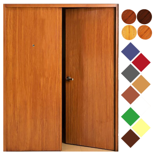wood double door home